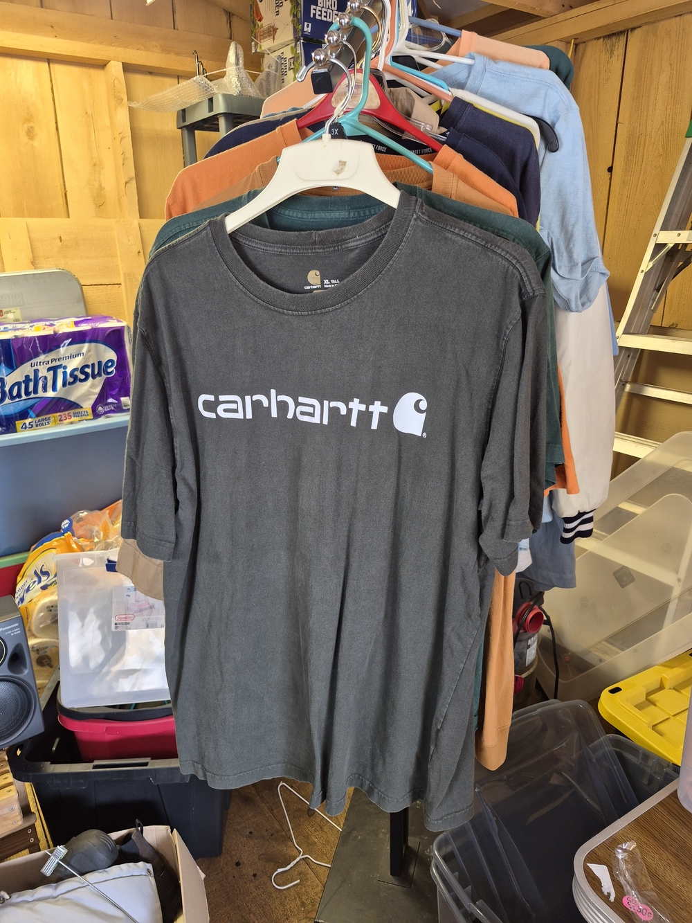 Carhartt Men's Washed Black Logo T-Shirt Bin 51